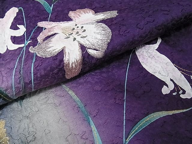 平和屋-こころ店■豪華振袖 刺繍 草花文 百合 金銀彩 金銀糸 やまと誂製 正絹 逸品 AAAC0565Acsの画像6