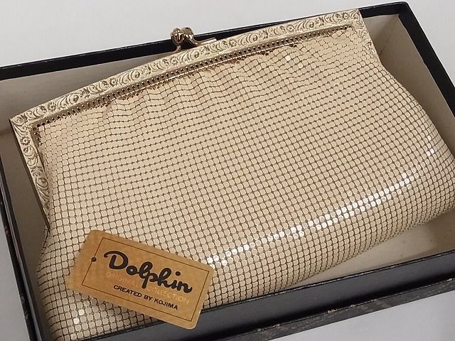 平和屋川間店■和装小物　和装バッグ　ハンドバッグ　がま口　金銀彩　Royal Mesh CREATED BY KOJIMA　Dolphin　逸品　A-zi5574_画像8