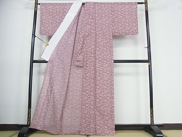 平和屋川間店■夏物　小紋　絽　流水花文　洗える着物　wb5391_画像3