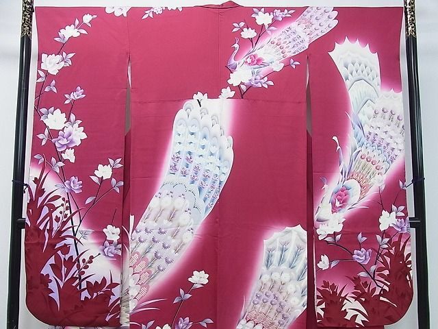 平和屋2■豪華振袖　孔雀吉祥花文　暈し染め　金彩　逸品　DAAA9043ox_画像3