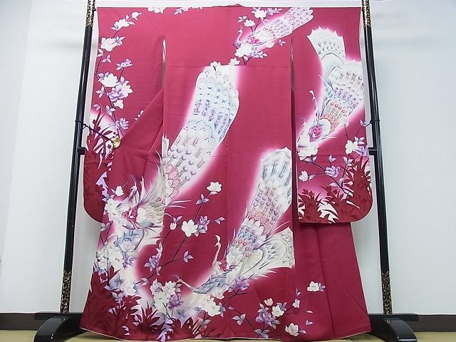 平和屋2■豪華振袖　孔雀吉祥花文　暈し染め　金彩　逸品　DAAA9043ox_画像1