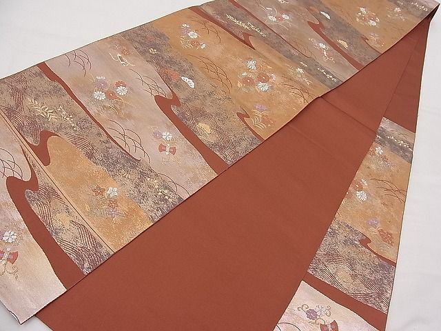 平和屋川間店■六通柄袋帯　唐織　能衣草花文　本金二重箔　逸品　n-pk3003_画像7