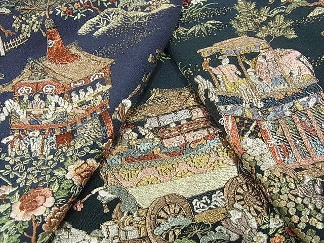 平和屋-こころ店■豪華色留袖　総刺繍　人物風景花文　山車　金彩　正絹　逸品　AAAC9894Bzg_画像9