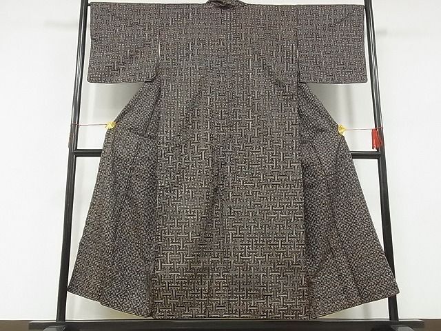 平和屋-こころ店■本場大島紬　龍郷絣　秋名バラ　正絹　逸品　AAAC9898Bzg_画像2