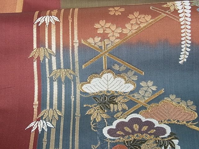 平和屋川間店■六通柄袋帯　吉祥松間道　金糸　逸品　ea0305_画像5