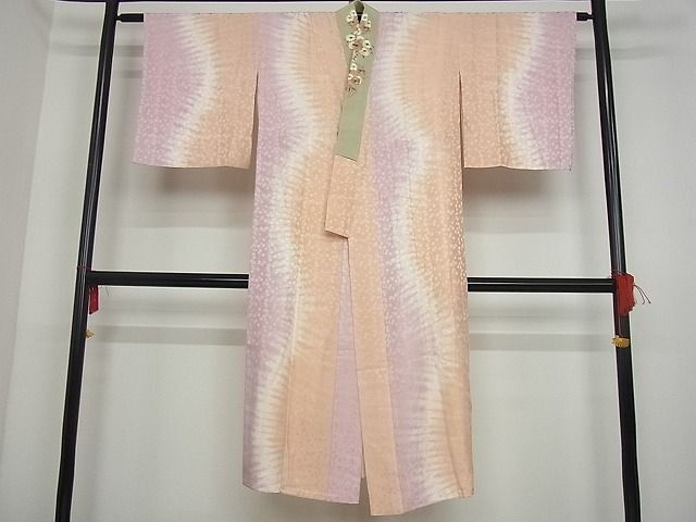 平和屋-こころ店■長襦袢　袷　半衿刺繍　絞り　草花地紋　暈し染め　正絹　逸品　AAAC5398Bnp_画像1