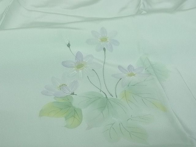 平和屋-こころ店■長襦袢　袷　手描き　草花文　暈し染め　正絹　逸品　未使用　AAAC5436Bnp_画像6