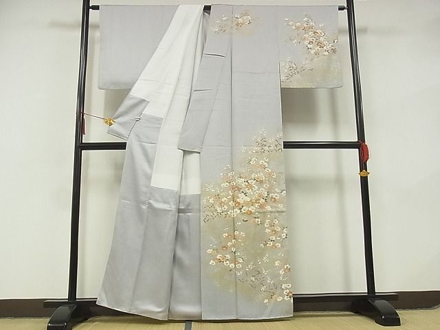 平和屋-こころ店■訪問着　駒刺繍　草花文　暈し染め　金彩　正絹　逸品　AAAC9884Bzg_画像2