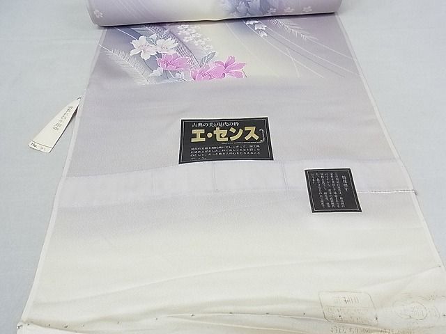 平和屋-こころ店■小紋　反物　着尺　草花文　暈し染め　丹後ちりめん　逸品　未使用　A-cs7894_画像2