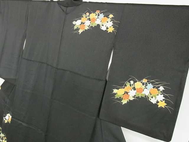 平和屋川間店■訪問着　刺繍　吉祥花文　金彩　黒地　逸品　az4990_画像3