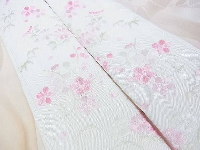 平和屋2■振袖用長襦袢　無双仕立て　半襟刺繍　立涌扇面花地紋　暈し染め　逸品　未使用　DAAB5311wb_画像9