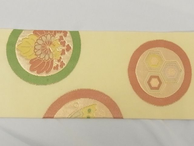 平和屋-こころ店■九寸名古屋帯　花蝶丸文　金糸　正絹　逸品　B-fw2559_画像3