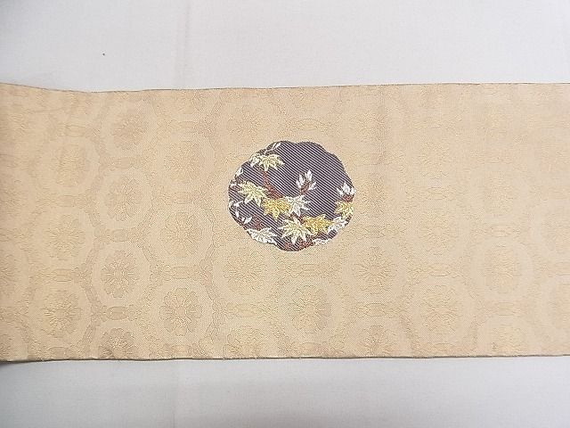 平和屋2■九寸名古屋帯　吉祥花文　金糸　逸品　DAAA6016ya_画像3