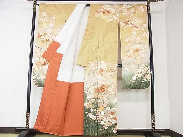  flat peace shop 2# gorgeous long-sleeved kimono Mai ... flower writing .. dyeing gold paint excellent article DAAB7351ps