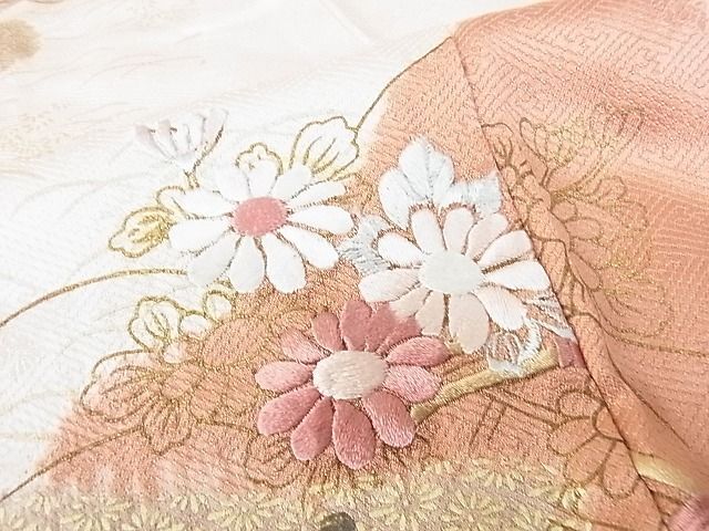 平和屋2■訪問着　刺繍　草花文　暈し染め　金彩　逸品　DAAB3286op_画像6