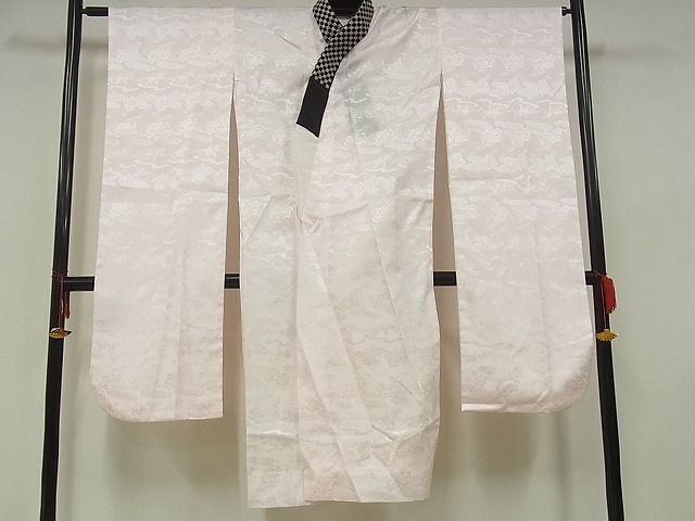  flat peace shop - here . shop # gorgeous long-sleeved kimono long kimono-like garment ( peerless tailoring )* double-woven obi set embroidery Hanamaru writing black metal thread silk excellent article B-zg9593