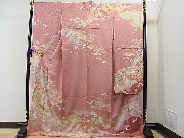  flat peace shop 1# gorgeous long-sleeved kimono . taking .. mountain flower writing .. dyeing silver through . ground excellent article CAAA1905yc