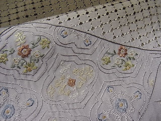 平和屋1■訪問着　総刺繍　スワトウ刺繍　花鳥唐草文　暈し染め　金糸　逸品　CAAA1961yc_画像8