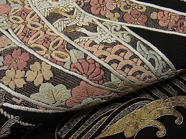 平和屋1■豪華黒留袖 作家物 総刺繍 立波貴宝船吉祥花文 金糸 逸品 CAAA2018ycの画像7