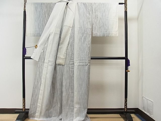 平和屋1■上質な白紬 単衣 縞 逸品 CAAA2011ycの画像3