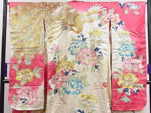 平和屋1■色打掛　和装　婚礼　結婚式　花嫁　神社挙式　総刺繍　駒刺繍　孔雀草花文　金銀糸　逸品　CAAC7810ze_画像2