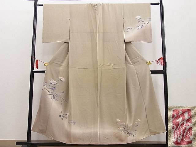 平和屋野田店■訪問着　友禅　作家物　枝花文　暈し染め　逸品　n-yc6341_画像1