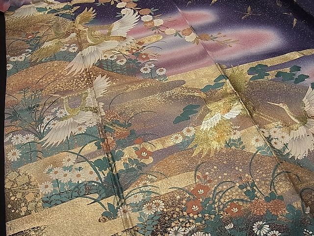  flat peace shop 1# modern times Japanese picture. . Takumi width mountain large ..... quality product large . preference long-sleeved kimono e.. mountain . crane . flower writing .. dyeing gold paint excellent article CAAA2028yc