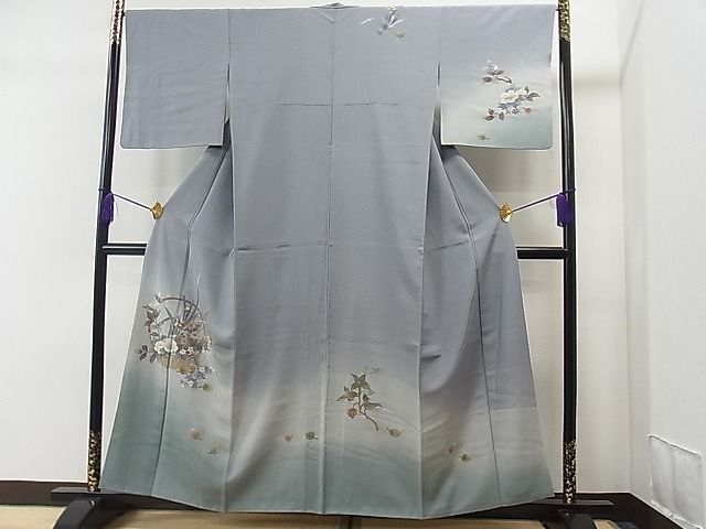 平和屋1■訪問着 総相良刺繍 牡丹花籠文 暈し染め 逸品 CAAA2044ycの画像2