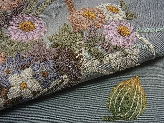 平和屋1■訪問着 総相良刺繍 牡丹花籠文 暈し染め 逸品 CAAA2044ycの画像6