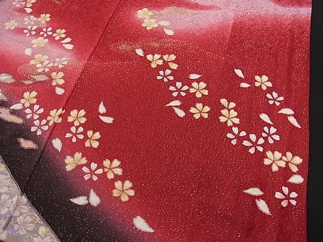  flat peace shop 1# gorgeous long-sleeved kimono piece embroidery .. flower writing .. dyeing gold through . ground excellent article CAAA2032yc
