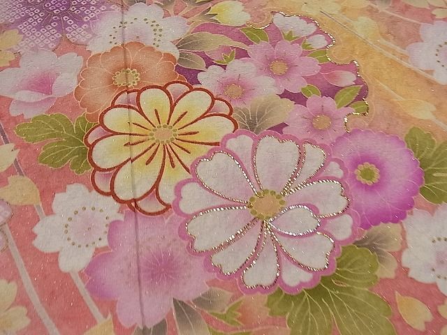  flat peace shop 1# gorgeous long-sleeved kimono snow wheel branch flower writing .. dyeing silver through . ground excellent article CAAA2030yc