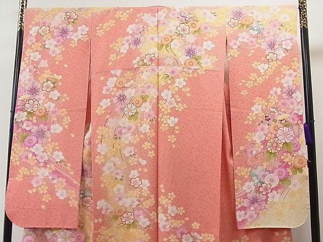  flat peace shop 1# gorgeous long-sleeved kimono snow wheel branch flower writing .. dyeing silver through . ground excellent article CAAA2030yc