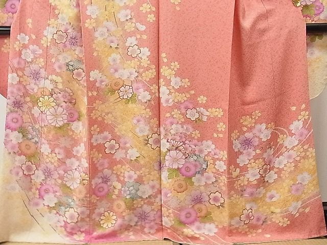  flat peace shop 1# gorgeous long-sleeved kimono snow wheel branch flower writing .. dyeing silver through . ground excellent article CAAA2030yc