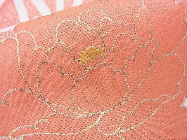 平和屋野田店■訪問着　刺繍　牡丹花文　たたき染め　金彩　逸品　n-hj9270_画像6