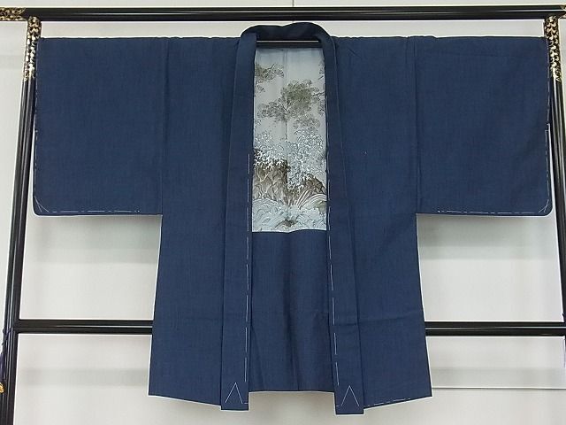 平和屋1●極上　男性　紬・羽織セット　藍鉄色×鉄御納戸色　逸品　未使用3s20989_画像6