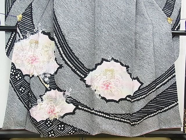 平和屋2□極上 振袖 駒刺繍 絞り 貝桶花文 金銀糸 やまと誂製 逸品 3kh1084の画像4