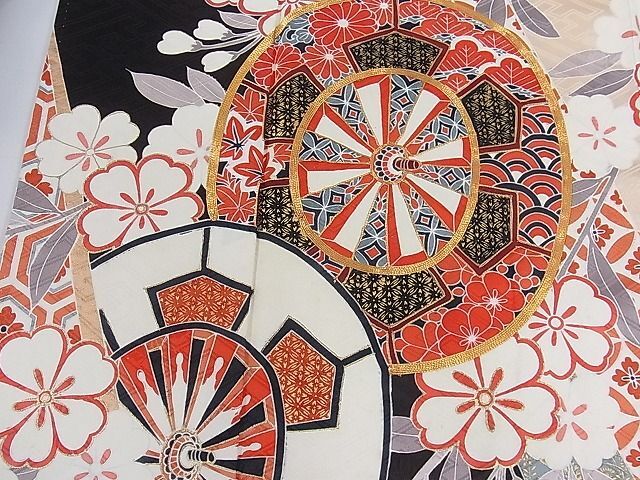 平和屋1■豪華振袖 駒刺繍 源氏車吉祥花文 金彩 逸品 CAAA7396uaの画像5