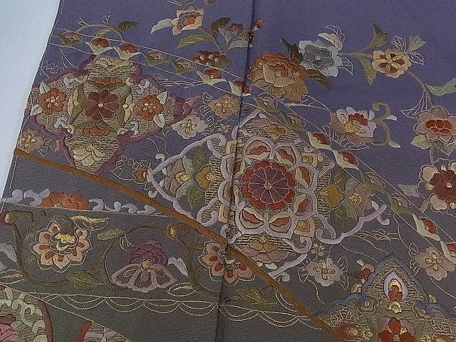 平和屋1■訪問着　総刺繍　正倉院花唐草文　暈し染め　金糸　逸品　未使用　CAAA7426ua_画像4