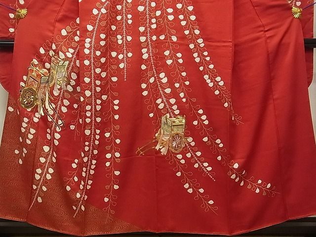 平和屋1■豪華振袖 駒刺繍 絞り 御所車花文 金彩 三越扱い 逸品 CAAA8829vfの画像3