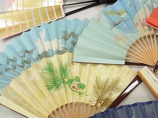 平和屋1■和装小物　扇子まとめて39点セット　礼装用　紫陽花　飛鶴文　うさぎ　箔散らし　逸品　CAAA3730eg_画像4