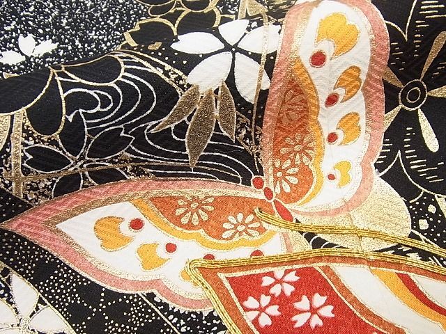  flat мир магазин 1# первоклассный flat мир магазин кимоно # первоклассный "Семь, пять, три" девочка 7 лет праздничная одежда пешка вышивка Mai бабочка цветок документ ... обращение золотая краска чёрный земля замечательная вещь 3s643