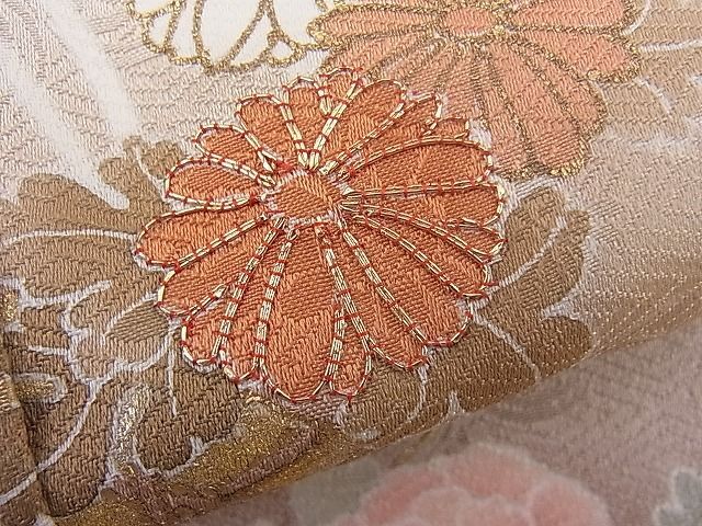 平和屋野田店■訪問着　駒刺繍　菊花籠文　金彩　逸品　n-mz8909_画像6