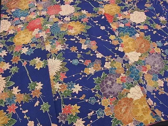 平和屋野田店■上質な小紋　菊牡丹花文　逸品　n-kg6373_画像3