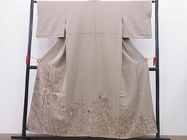 平和屋野田店■豪華色留袖 総刺繍 更紗花唐草文 金糸 逸品 n-gh6762の画像2