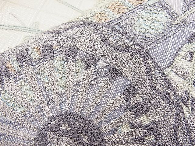 平和屋野田店■太鼓柄袋帯 総相良刺繍 花車文様 銀糸 逸品 n-ea1988の画像3