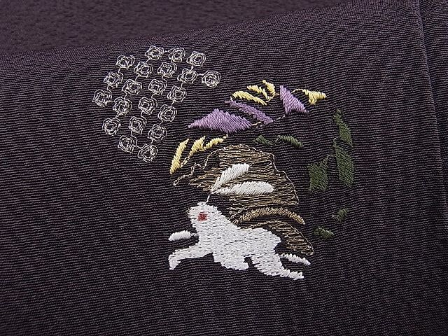 平和屋野田店■訪問着　総刺繍　月見　兎　蛍暈し　金銀糸　逸品　n-yc6603_画像7