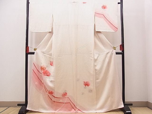 平和屋野田店■訪問着　刺繍　枝花文　暈し染め　逸品　n-sa4249_画像1