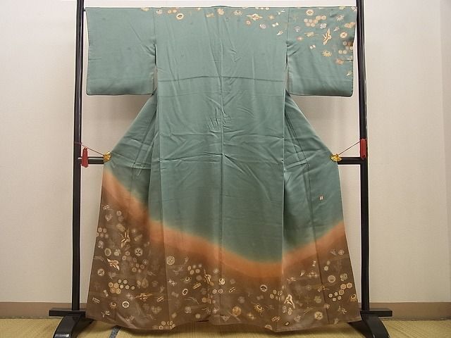 平和屋野田店■訪問着　作家物　宝尽くし　暈し染め　金彩　逸品　n-xi1858_画像1