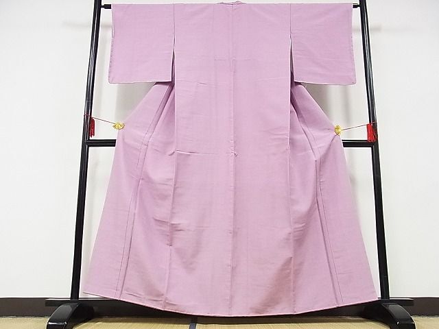 平和屋-こころ店■上質な紬 色無地 紅藤色 正絹 逸品 未使用 AAAD0140Bzgの画像2