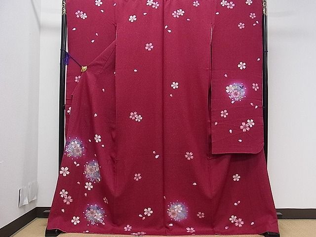 平和屋1■豪華振袖 舞蝶桜文 蛍暈し 金通し地 逸品 CAAA7716chの画像1